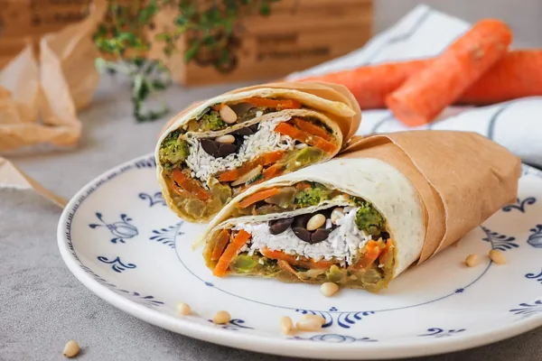 Tortilla with beef, sweet potato and aubergine, FIT + program